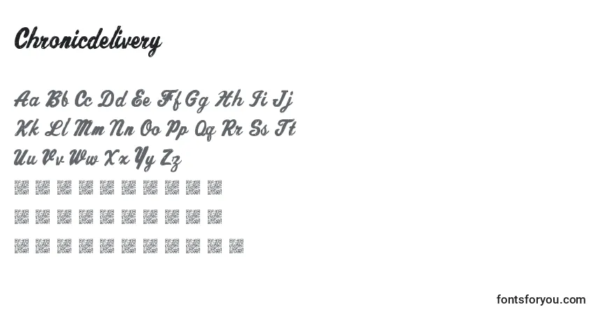 Czcionka Chronicdelivery – alfabet, cyfry, specjalne znaki
