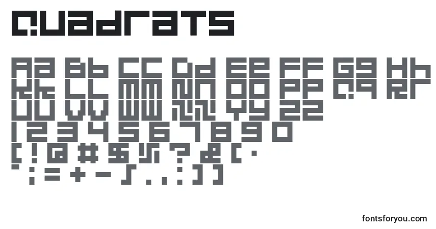 Czcionka Quadrats – alfabet, cyfry, specjalne znaki