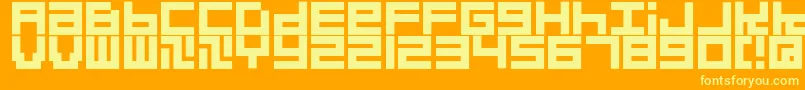 Quadrats Font – Yellow Fonts on Orange Background