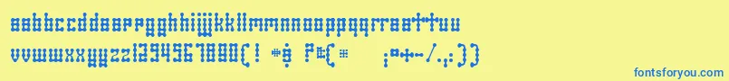 SkeletorStance Font – Blue Fonts on Yellow Background