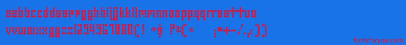Weitere Informationen zur SkeletorStance-Schriftart SkeletorStance-Schriftart – Rote Schriften auf blauem Hintergrund