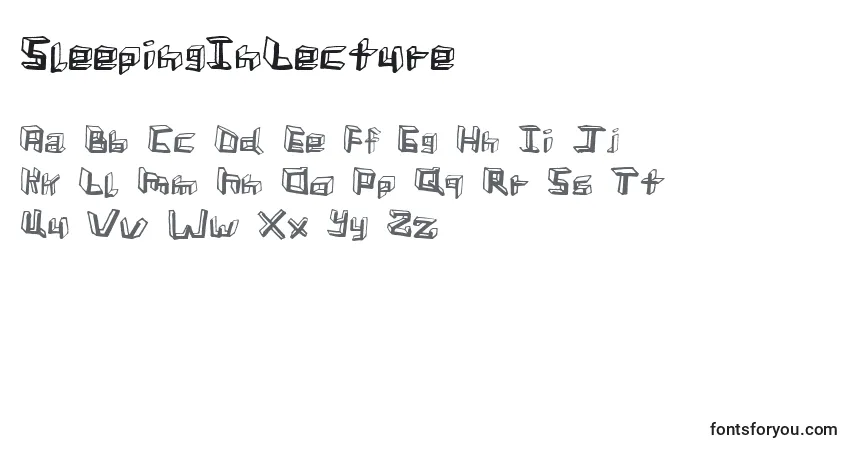 Schriftart SleepingInLecture – Alphabet, Zahlen, spezielle Symbole
