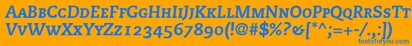 PmnCaecilia86HeavyItalicSmallCapsOldstyleFigures Font – Blue Fonts on Orange Background