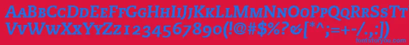 PmnCaecilia86HeavyItalicSmallCapsOldstyleFigures Font – Blue Fonts on Red Background