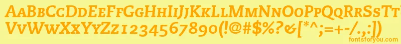 PmnCaecilia86HeavyItalicSmallCapsOldstyleFigures Font – Orange Fonts on Yellow Background