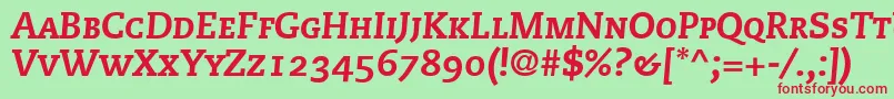 PmnCaecilia86HeavyItalicSmallCapsOldstyleFigures Font – Red Fonts on Green Background