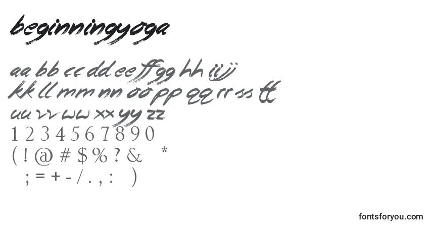 Fuente BeginningYoga - alfabeto, números, caracteres especiales
