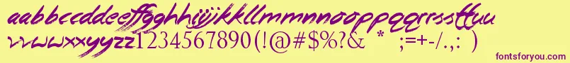 BeginningYoga Font – Purple Fonts on Yellow Background
