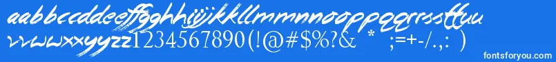 BeginningYoga-Schriftart – Weiße Schriften auf blauem Hintergrund