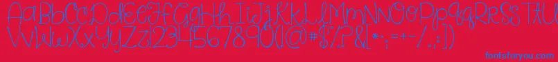 Kgsaysomething-Schriftart – Blaue Schriften auf rotem Hintergrund