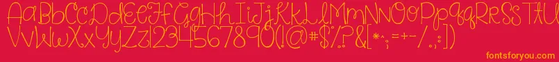 フォントKgsaysomething – 赤い背景にオレンジの文字