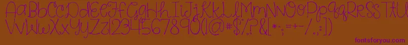 Kgsaysomething Font – Purple Fonts on Brown Background