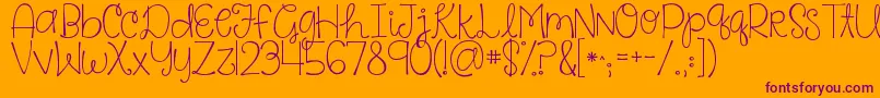 Kgsaysomething Font – Purple Fonts on Orange Background