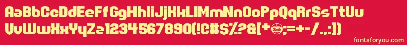 SpotMonkey-fontti – keltaiset fontit punaisella taustalla