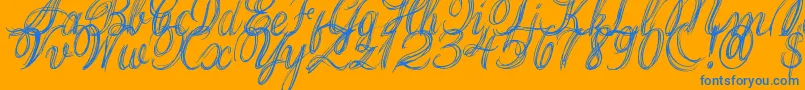 Fonte ThankYouDrf – fontes azuis em um fundo laranja