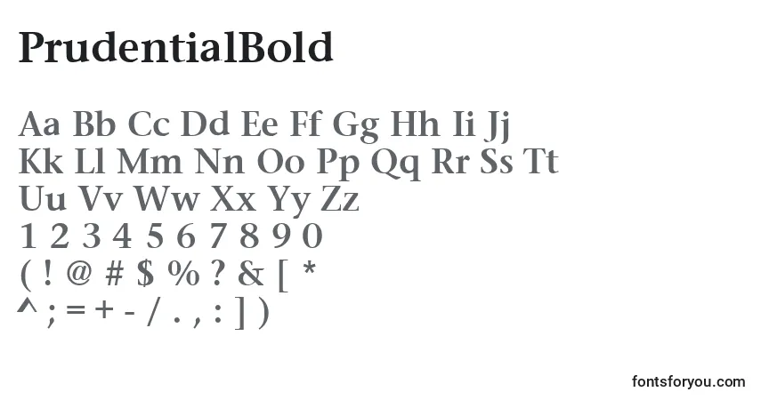 PrudentialBold font – alphabet, numbers, special characters
