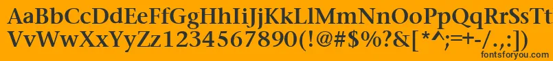 PrudentialBold-Schriftart – Schwarze Schriften auf orangefarbenem Hintergrund