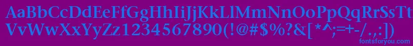 フォントPrudentialBold – 紫色の背景に青い文字