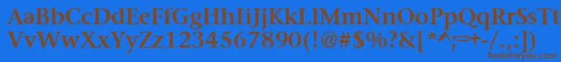 PrudentialBold-Schriftart – Braune Schriften auf blauem Hintergrund