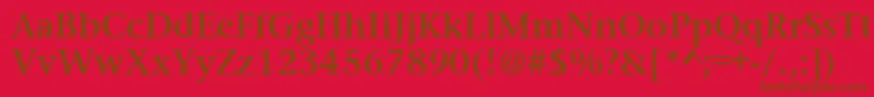 PrudentialBold-Schriftart – Braune Schriften auf rotem Hintergrund