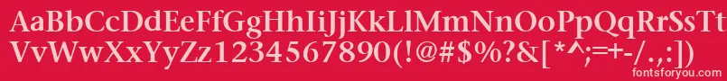 PrudentialBold-fontti – vaaleanpunaiset fontit punaisella taustalla