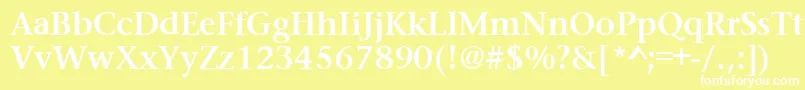 PrudentialBold-fontti – valkoiset fontit keltaisella taustalla
