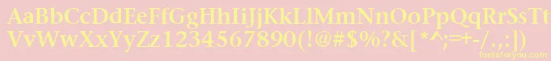 PrudentialBold-fontti – keltaiset fontit vaaleanpunaisella taustalla