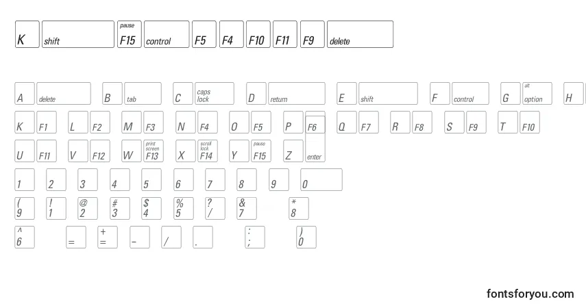 Schriftart Keyfontusa – Alphabet, Zahlen, spezielle Symbole