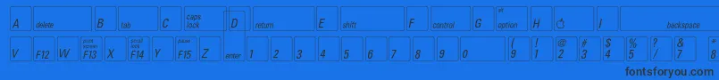 Czcionka Keyfontusa – czarne czcionki na niebieskim tle