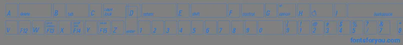 フォントKeyfontusa – 灰色の背景に青い文字