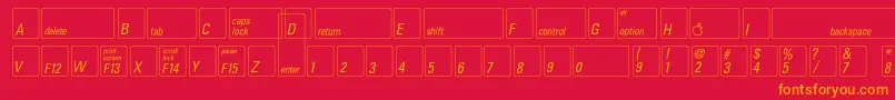 Czcionka Keyfontusa – pomarańczowe czcionki na czerwonym tle