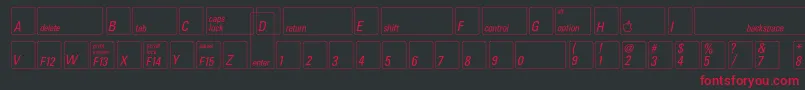 Czcionka Keyfontusa – czerwone czcionki na czarnym tle