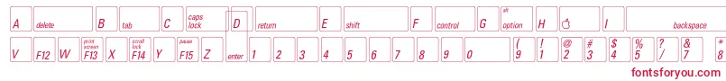 フォントKeyfontusa – 白い背景に赤い文字