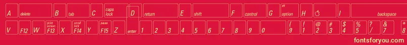 Czcionka Keyfontusa – żółte czcionki na czerwonym tle