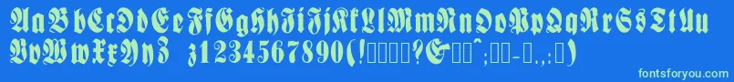 Fractur Font – Green Fonts on Blue Background