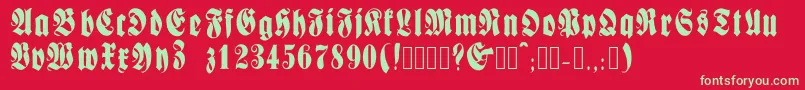 Fractur Font – Green Fonts on Red Background