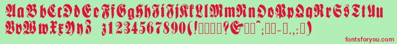 Fractur Font – Red Fonts on Green Background