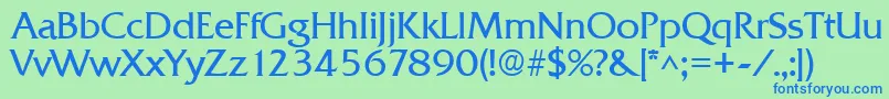 フォントQuadratRegular – 青い文字は緑の背景です。