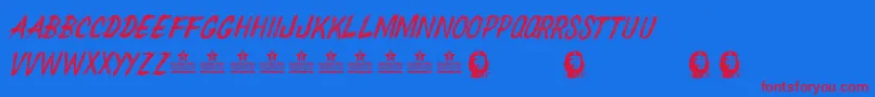 ChedelparedonPersonalUse Font – Red Fonts on Blue Background
