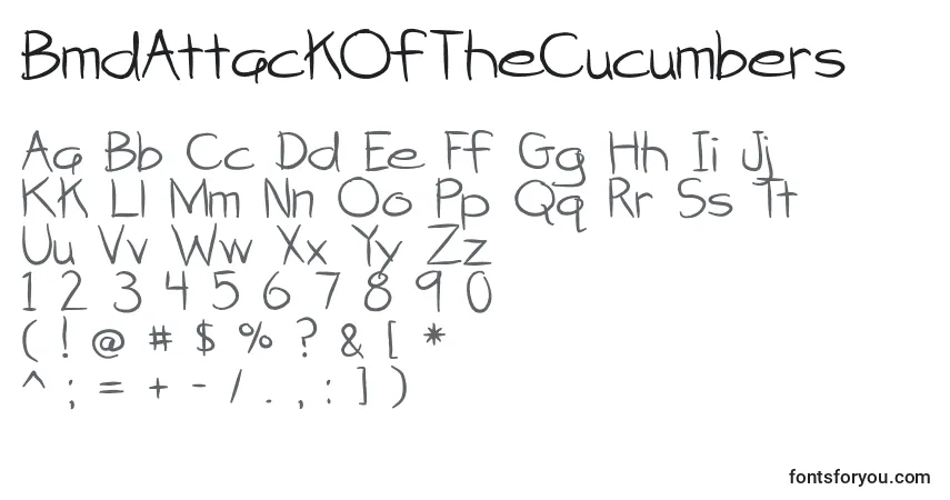 BmdAttackOfTheCucumbers Font – alphabet, numbers, special characters