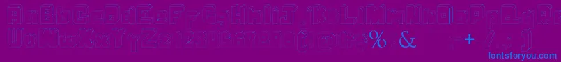 Bodoque-Schriftart – Blaue Schriften auf violettem Hintergrund