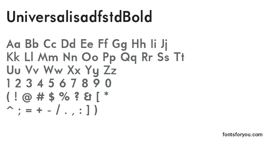 A fonte UniversalisadfstdBold – alfabeto, números, caracteres especiais