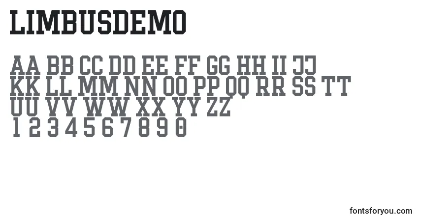 Czcionka LimbusDemo – alfabet, cyfry, specjalne znaki