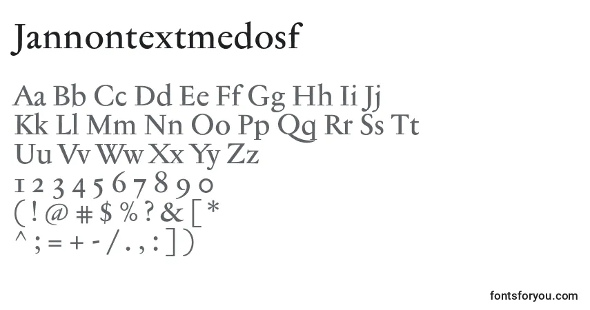 Schriftart Jannontextmedosf – Alphabet, Zahlen, spezielle Symbole