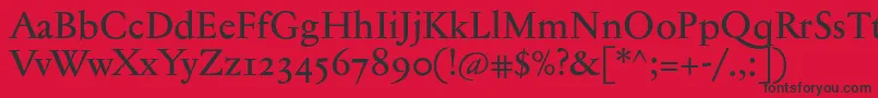 Fonte Jannontextmedosf – fontes pretas em um fundo vermelho