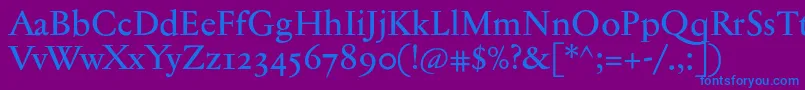 Jannontextmedosf-Schriftart – Blaue Schriften auf violettem Hintergrund