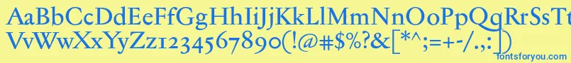 Jannontextmedosf Font – Blue Fonts on Yellow Background