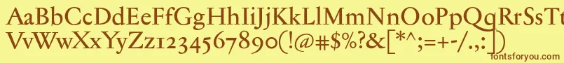 Jannontextmedosf Font – Brown Fonts on Yellow Background