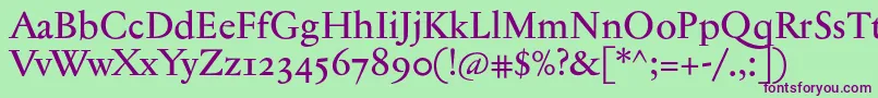 Jannontextmedosf Font – Purple Fonts on Green Background