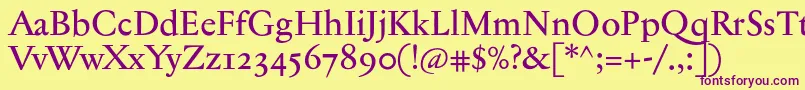 Jannontextmedosf Font – Purple Fonts on Yellow Background